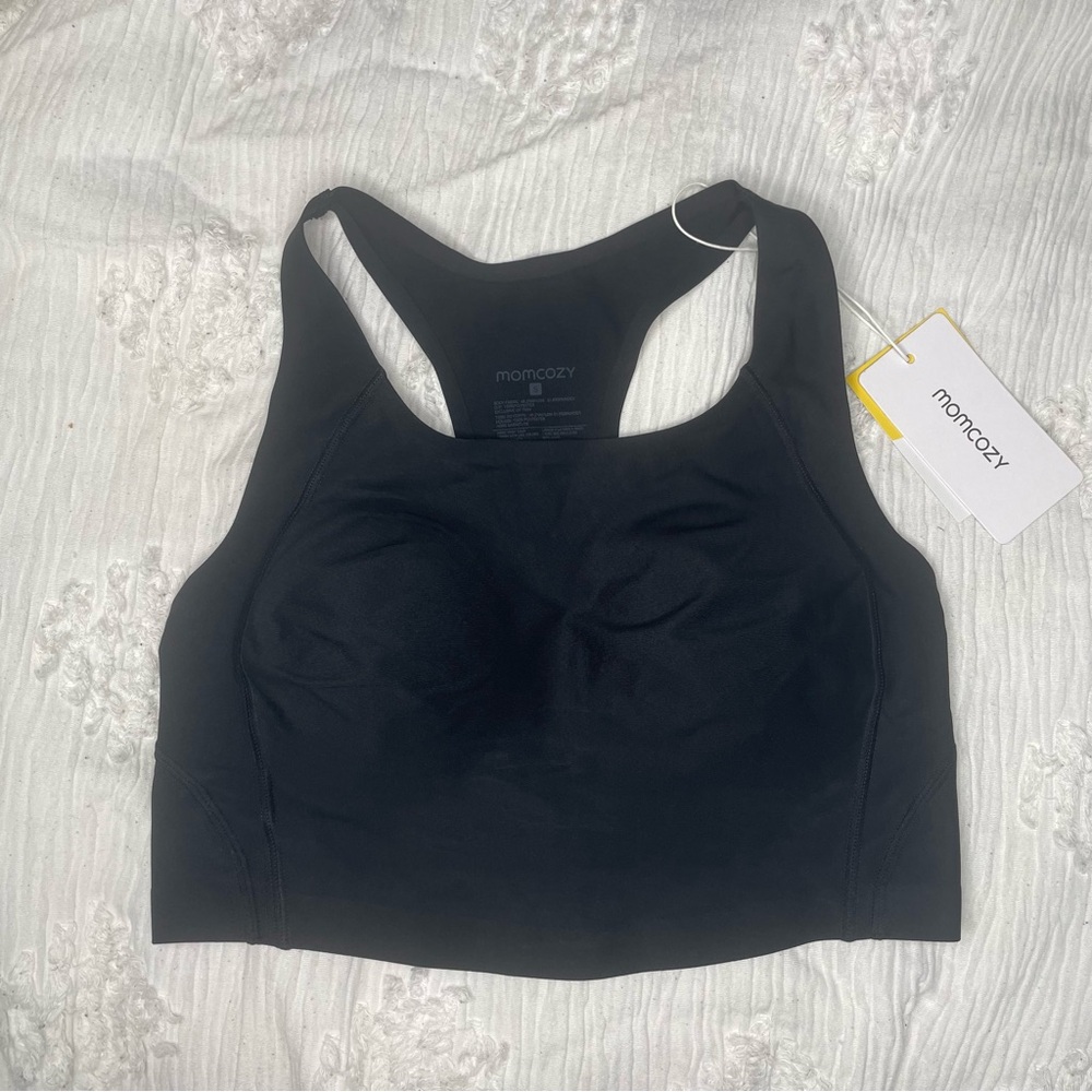 Momcozy Halter Back Sports Bra NWT Size Small Black Pullover Padded Exercise‎